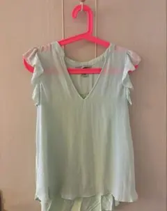 H&M ミントグリーン ノースリーブシャツ XS