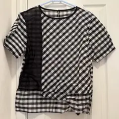 COMME CA ISM 半袖チェックブラウス