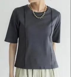 crewre　シルケットピンタックT charcoal gray