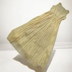 UNRELISH アイボリー プリーツ Vネック ロングワンピース　ウエストゴム