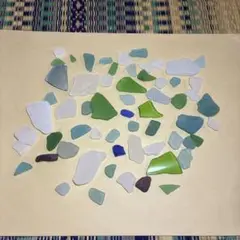 【496】シーグラス　カラフル　緑　黄緑　グリーン　水色　青　ブルー　白　茶色
