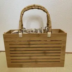 和風　ハンドバッグ　木製