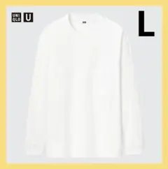 UNIQLO ユニクロ クルーネックT 長袖 ロンT 白 ホワイト L メンズ