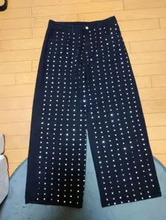 #ブラック系#デニムパンツ#スタッズ#ラインストーン#ワイドパンツ#
