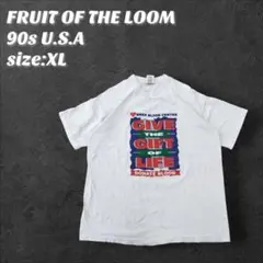 USA製 フルーツオブザルーム 90s Tシャツ XL 献血 ホワイト