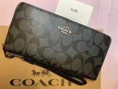 COACH コーチ 長財布 グレーブラック ストラップ 新品 アウトレット