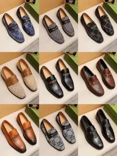 ロゴ入りレザー モカシンシューズ