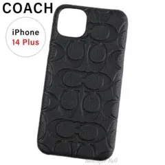 【コーチ】エンボスド Cロゴ型押しレザー iPhone14Plusケース 黒