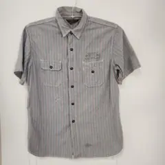 GOTIE XL 半袖ワークシャツ ストライプ