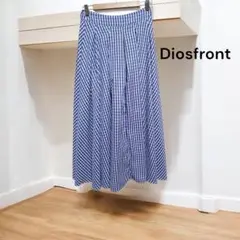 Diosfront 青と白のチェック柄ロングスカート