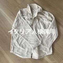 クリーム色 コットン ボタン付きシャツ