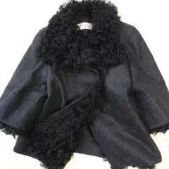 希少レア♪ MARNI マルニ ラムファーコンビショートコート ダークグレー S