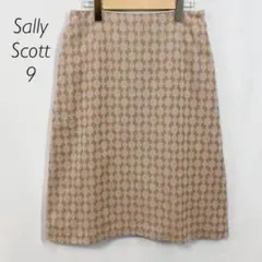 サリースコットSally Scott★総柄台形★ミディ丈★M★9★モカブラウン