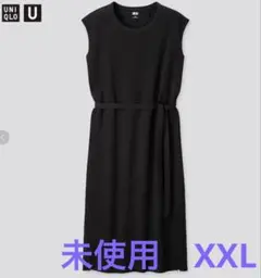 UNIQLO U クルーネックワンピース（ノースリーブ） XXL ブラック