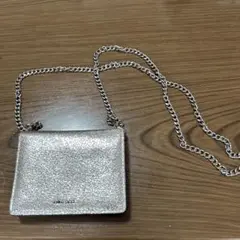 【美品】ニコアンド　niko and チェーンウォレット折財布　シルバー