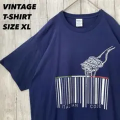 PORT&COMPANY アートプリントTシャツ　XLネイビー　ヴィンテージ古着