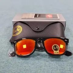 美品RayBanレイバン サングラス レディース メンズ ミラー サングラス橙赤