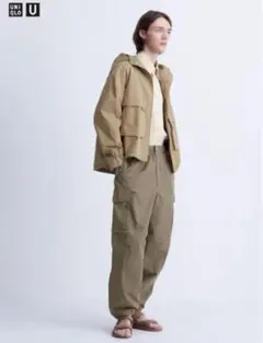 未使用★ユニクロユー ワイドフィットパラシュートカーゴパンツ オリーブ M