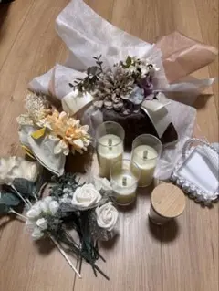 【結婚式ウェルカムスペースグッズ】造花とLEDキャンドルセット
