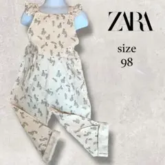 ザラキッズ（ZARA）2-3歳　98 オールインワン 花柄　サロペット　夏　白