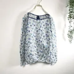 【P21】LA MARINE FRANÇAISE花柄　日本製コットンシャツ　総柄