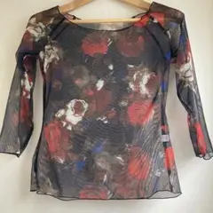 MOOLE DANCE メッシュの七分袖トップス