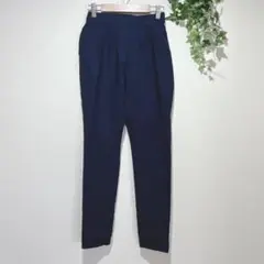 【ブージュルード】 レディースパンツ サイズ34 ゴム入りタック入り ブルー系