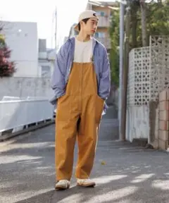 ニコアンドniko and JEANS 2025SSデニムオーバーオール茶M