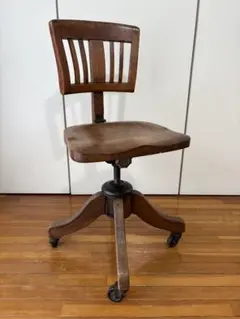 ドクターチェア　Japanese antique 大正時代　張替済　回転椅子 回転チェア/ドクターチェア/楢/ドット - 古家具・古道具