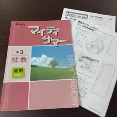 中3社会 マイティサマー 夏期テキスト＋確認テスト集 未使用品 送料無料！