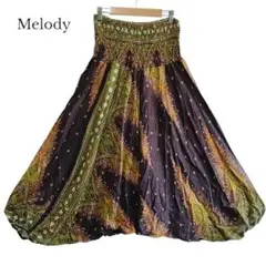 【Melody】ハーレムパンツ　ウエストゴム　総柄　裾ゴム