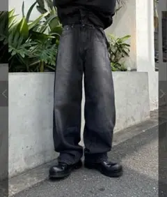 Chikashitsu+ washing wide denim pants