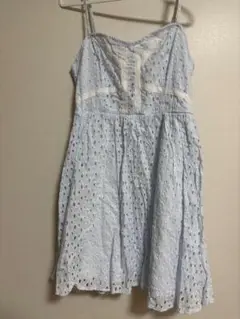 ワンピース 水色 レース 紐 調整可能 M