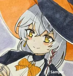 手描きイラスト　ブルーアーカイブ　エリ　ミニ原画　ファンアート　豆色紙