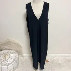 23AW ANNA LUNA ツイルストレッチ深Vジャンスカワンピース L