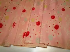 UA=15★ピンク地*菊*紅葉*笹*綸子古布はぎれ★吊るし雛/文化人形