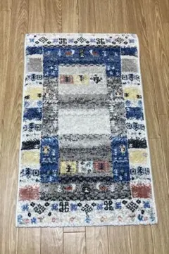 サヤンサヤン　玄関マット　ラグ 北欧風 ブルー50x80 ウィルトン織