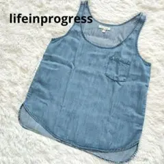 lifeinprogressデニムテイストタンクトップレディース　ノースリーブ