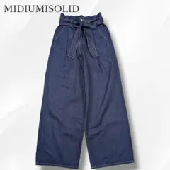 美品　近年　MIDIUMISOLID　デニム　ワイドストレート　濃紺　タック