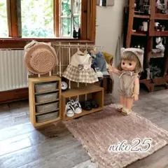 さあ　人形用木製クローゼット　レミン＆ソラン　メルちゃん　ハンドメイド 人形用木製クローゼット(大容量)扉付き メルちゃん レミン