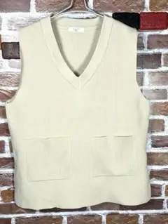 【samansa mos2 blue】ベスト トップス ニット Vネック・F