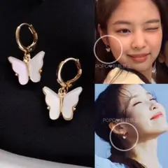 バタフライ フープ ピアス BLACKPINK ジェニ IU 韓国 E164