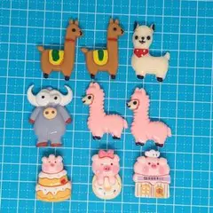 37. 送料込み デコパーツ 9個 アルパカ ブタ
