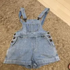 repipi armarioデニムブルー ショートパンツオーバーオール M