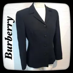 美品 Burberry バーバーリー ジャケット M ブラック 黒 ウール混紡