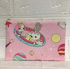 ハンドメイド　フラットポーチ　 ハニーチューン　宇宙