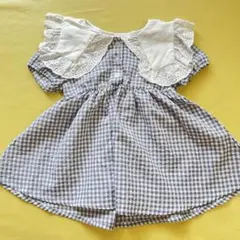 ベビー　女の子　ワンピース　70 半袖　ギンガムチェック