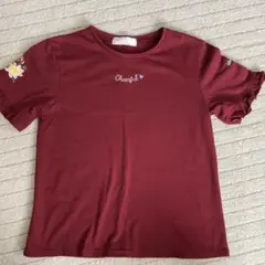 リズリサドール フラワー刺繍 バーガンディ Tシャツ J-M(160)