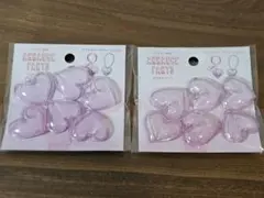 クラフト用　カプセルパーツ　３P　ハート　クリアピンク　2セット　セリア