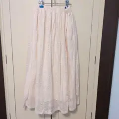 ケミカル総レーススカート　生成り　ポケット付